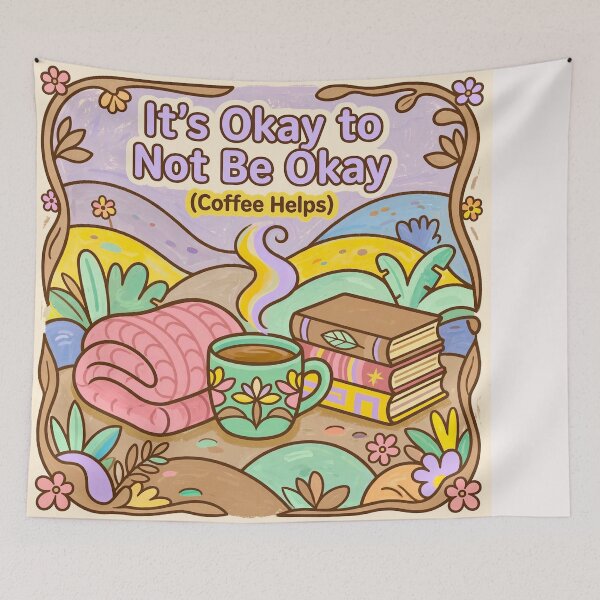 Item preview, it's okay to not be okay (coffee helps) designed and sold by Helios Be. Lavsh.