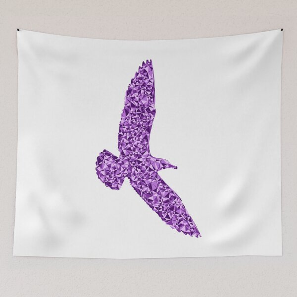 Item preview, Purple Triangular Mosaic Seagull Soaring Silhouette Design designed and sold by DymondDesigns.