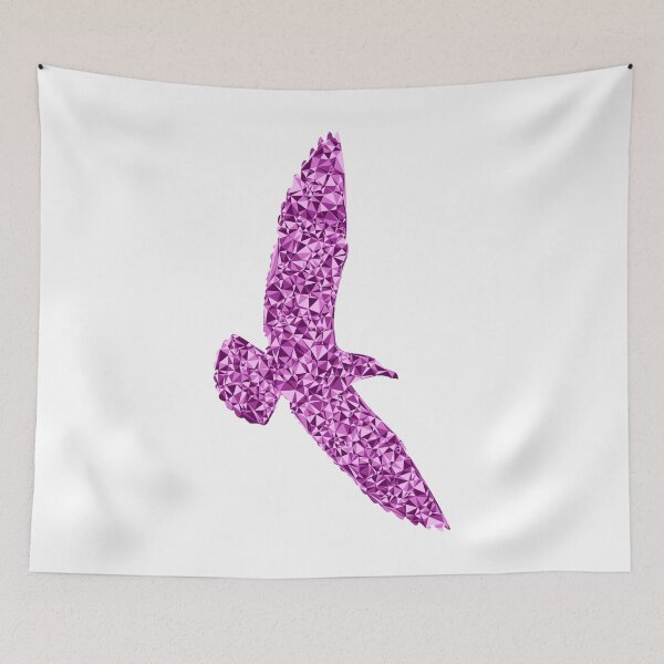 Item preview, Pink Triangular Mosaic Seagull Soaring Silhouette Design designed and sold by DymondDesigns.