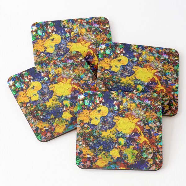 Item preview, Holographic Confetti and Yellow Blue Mixed Media Art designed and sold by THE SPLATTERED HAUS BY SAGE BANKS.
