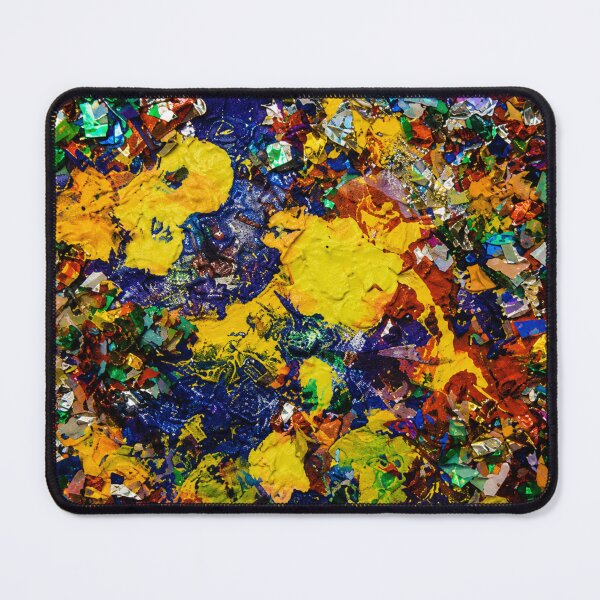 Item preview, Holographic Confetti and Yellow Blue Mixed Media Art designed and sold by THE SPLATTERED HAUS BY SAGE BANKS.