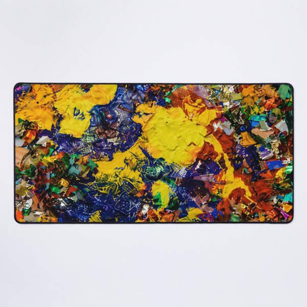 Item preview, Holographic Confetti and Yellow Blue Mixed Media Art designed and sold by THE SPLATTERED HAUS BY SAGE BANKS.