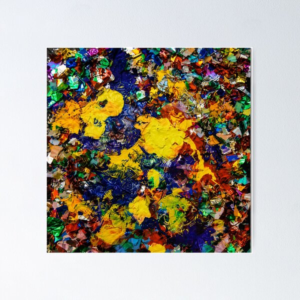 Item preview, Holographic Confetti and Yellow Blue Mixed Media Art designed and sold by THE SPLATTERED HAUS BY SAGE BANKS.