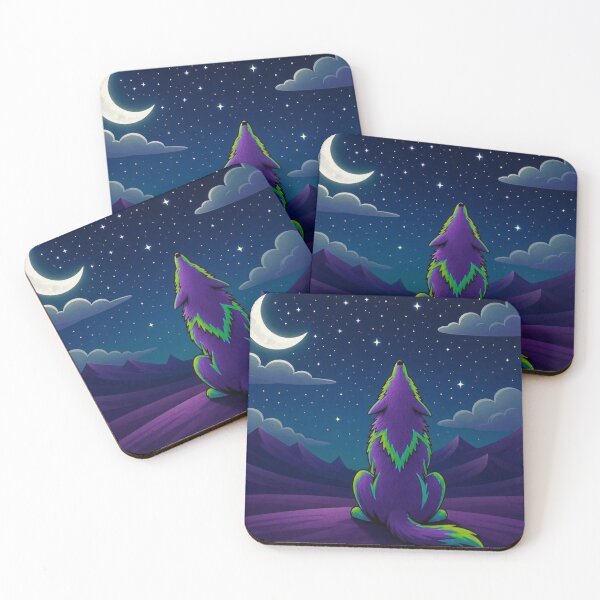 Item preview, Lone Wolf Howling at the Crescent Moon Night Sky Art designed and sold by Lougud.