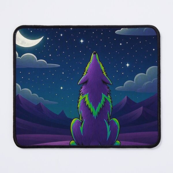 Item preview, Lone Wolf Howling at the Crescent Moon Night Sky Art designed and sold by Lougud.