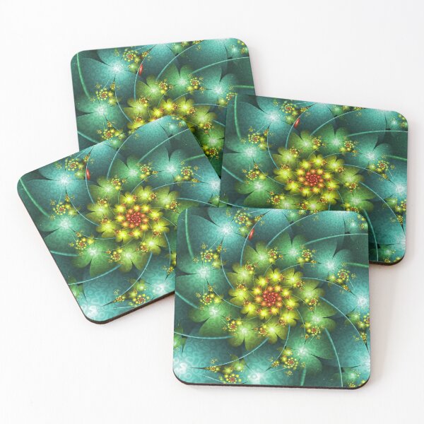 Item preview, Emerald Floral Fractal Bioluminescent Spiral Art designed and sold by pinkal.