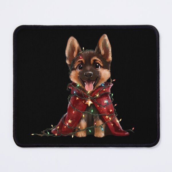 Item preview, Cute German Shepherd Puppy Wrapped in Christmas Lights designed and sold by SilentFlower.