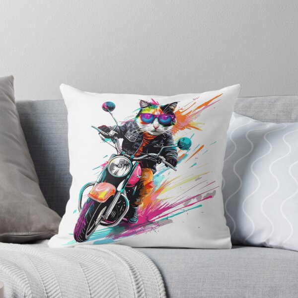 Item preview, Cool Cat Rider – Colorful Motorcycle Cat designed and sold by Awarrie.