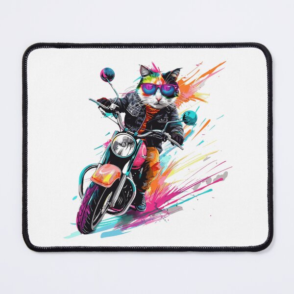 Item preview, Cool Cat Rider – Colorful Motorcycle Cat designed and sold by Awarrie.