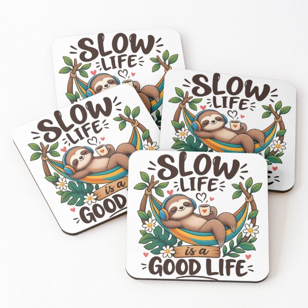 Item preview, Slow Life Is a Good Life – Cute Sloth Hammock Coffee Cozy Lifestyle designed and sold by khadijaAchaki.