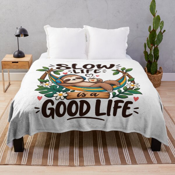 Item preview, Slow Life Is a Good Life – Cute Sloth Hammock Coffee Cozy Lifestyle designed and sold by khadijaAchaki.
