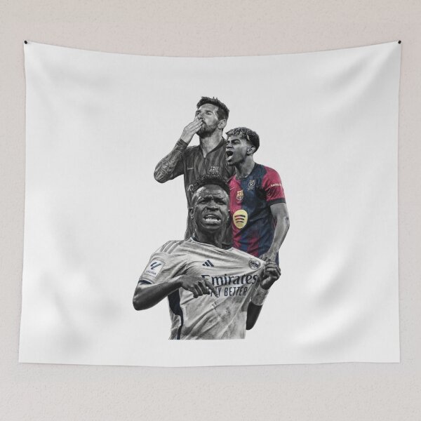 Item preview, Lionel Messi, Vinicius Jr., and Lamine Yamal Soccer Collage designed and sold by annaarthk.