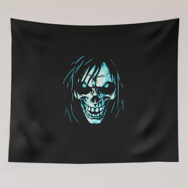 Item preview, Neon Electric Blue Glow Zombie Skull Art designed and sold by ERODED SELF.