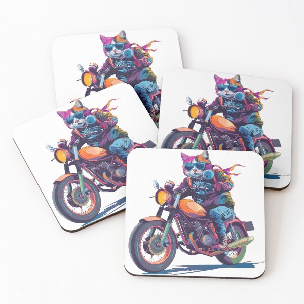 Item preview, Cool Cat Rider – Colorful Motorcycle Cat designed and sold by Awarrie.