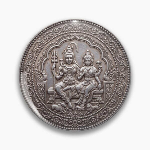 Item preview, Silver Shiva Parvati Coin Art | Hindu Sacred Coin Design designed and sold by CosmicLotusArt.