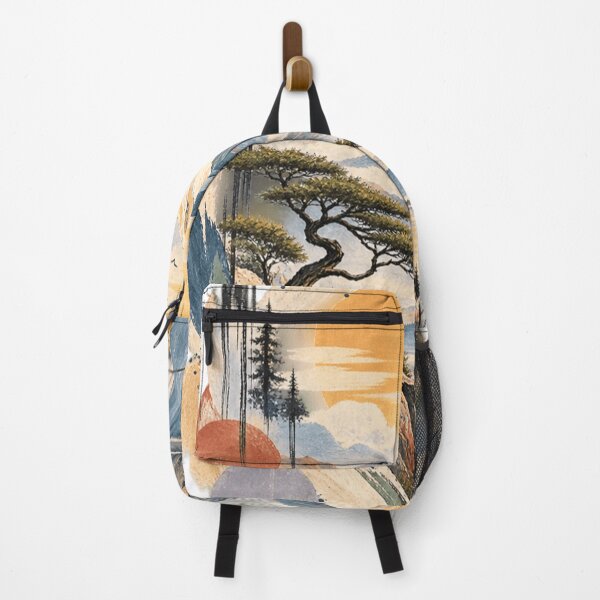 Item preview, Abstract Mountain Landscape Backpack | Artistic Nature Design designed and sold by Zosera.