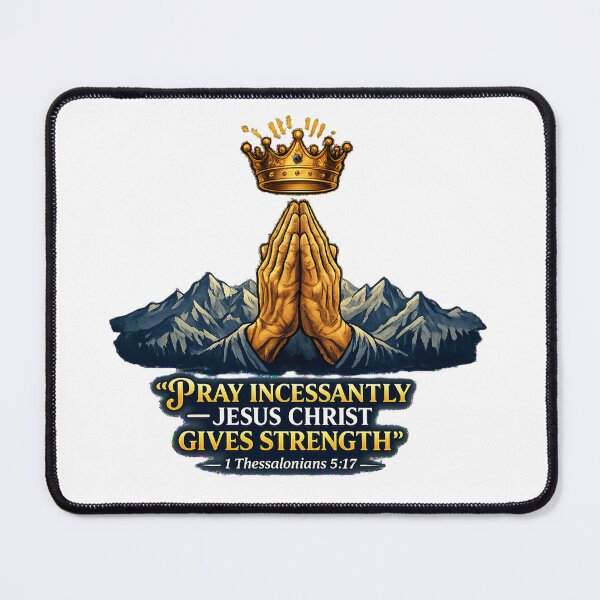 Item preview, Pray Incessantly Christian Faith Quote with Crown and Praying Hands Graphic designed and sold by graceformen.