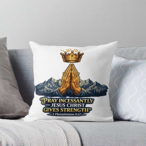 Item preview, Pray Incessantly Christian Faith Quote with Crown and Praying Hands Graphic designed and sold by graceformen.