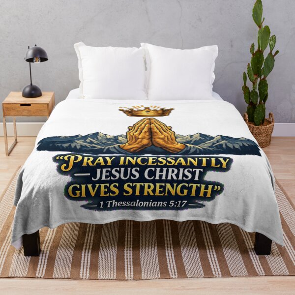 Item preview, Pray Incessantly Christian Faith Quote with Crown and Praying Hands Graphic designed and sold by graceformen.