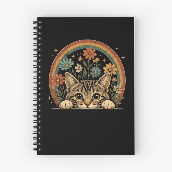 Item preview, Retro Tabby Cat Floral Rainbow Vintage designed and sold by Moizento.