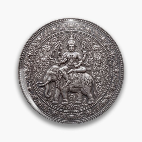Item preview, Silver Indra Coin Art | Hindu Sacred Coin Design designed and sold by CosmicLotusArt.