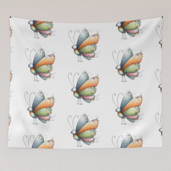 Item preview, Colorful Butterfly on Black Background designed and sold by vanndhi.