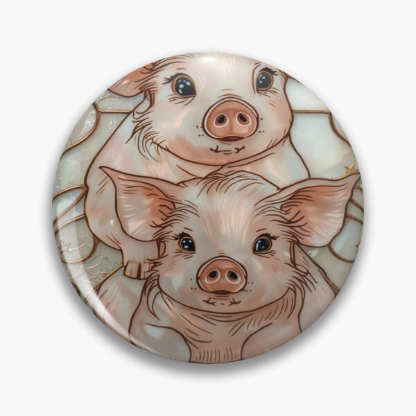 Item preview, Kawaii Piglets Gold Stained Glass Coquette Aesthetic designed and sold by BriSher.