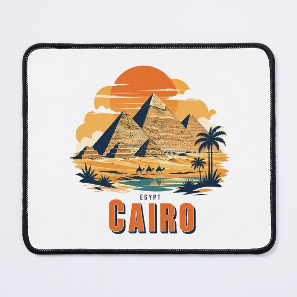 Item preview, Cairo Egypt Pyramids Retro Sunset Badge designed and sold by Inkworksbyshery.