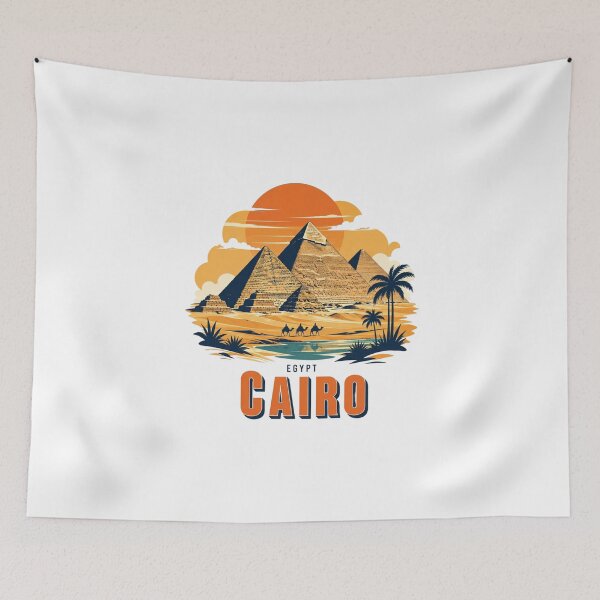 Item preview, Cairo Egypt Pyramids Retro Sunset Badge designed and sold by Inkworksbyshery.