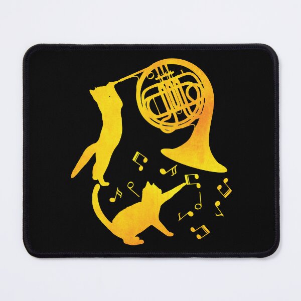 Item preview, Cats Playing French Horn With Music Notes designed and sold by Primroaddesigns.