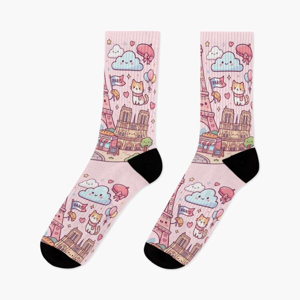 Item preview, Kawaii Paris Landmarks Eiffel Tower Notre Dame Cute Travel Art designed and sold by Amir Faysal.