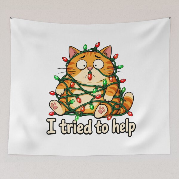 Item preview, I Tried To Help Christmas Cat Kawaii Orange Tabby designed and sold by chattsuede.