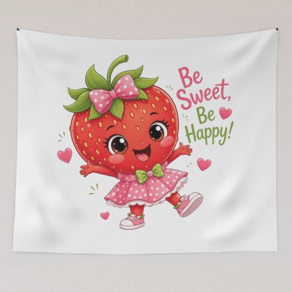 Item preview, Cute Strawberry Girl - Be Sweet Be Happy Kawaii Fruit Art designed and sold by ToonyTeez.