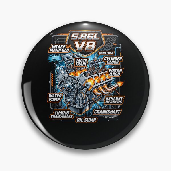 Item preview, V8 Racing Engine Anatomy Diagram - Car Guy Gift designed and sold by 519xdesign.