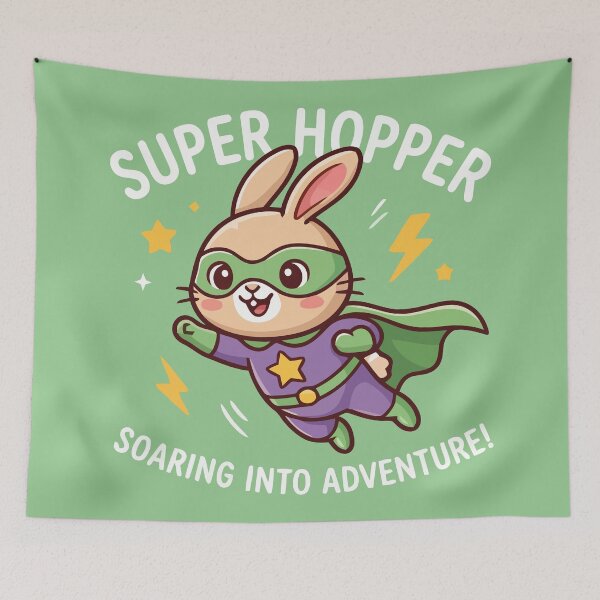 Item preview, Super Hopper Flying Bunny Superhero Cute Rabbit Adventure designed and sold by Amir Faysal.