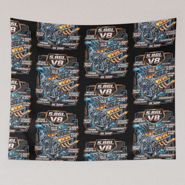 Item preview, V8 Racing Engine Anatomy Diagram - Car Guy Gift designed and sold by 519xdesign.