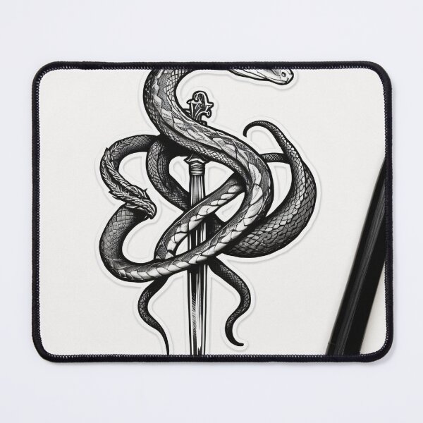 Item preview, Snake & Dagger Line Art Sticker designed and sold by CrippiCrippi.