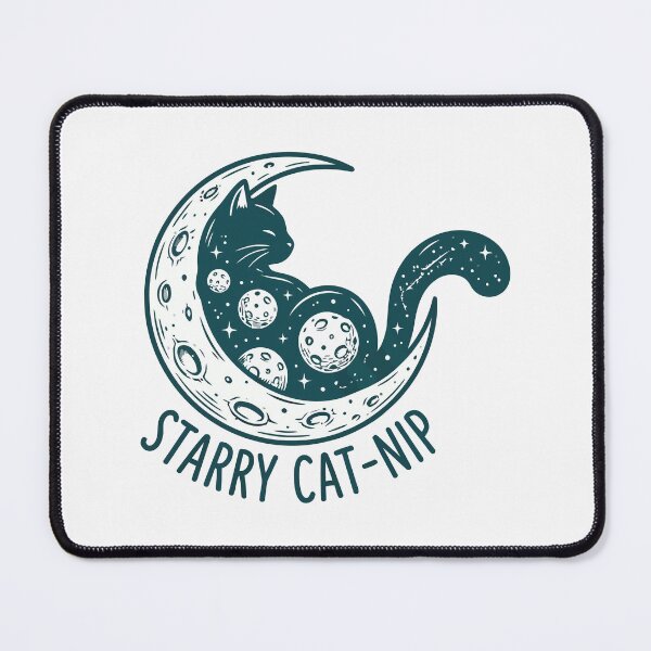 Item preview, Starry Cat-Nip Cosmic Crescent Moon Celestial Cat Silhouette designed and sold by Amir Faysal.