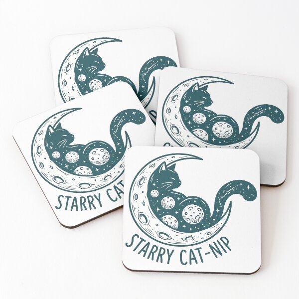Item preview, Starry Cat-Nip Cosmic Crescent Moon Celestial Cat Silhouette designed and sold by Amir Faysal.