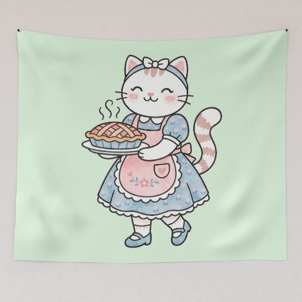 Item preview, Freshly Baked Pie Cat: Kawaii Cottagecore Baker designed and sold by CuteKats.