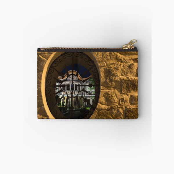 Item preview, Illuminated Night View - Magnificent Revival House Through a Fence Window designed and sold by Georgia Mizuleva.