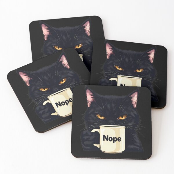 Item preview, Funny Sarcastic Black Cat - Nope Moody Coffee Meme Art designed and sold by A-M-G-Shop.