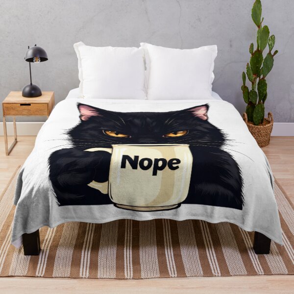 Item preview, Funny Sarcastic Black Cat - Nope Moody Coffee Meme Art designed and sold by A-M-G-Shop.