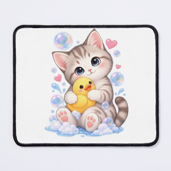Item preview, Purrfect Love-cute kitten Hugging a Duck Kawaii Cat Design designed and sold by teeNova Wear.