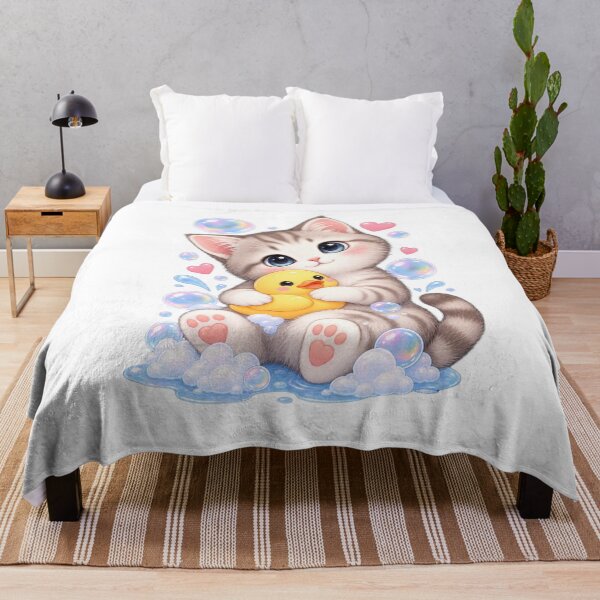 Item preview, Purrfect Love-cute kitten Hugging a Duck Kawaii Cat Design designed and sold by teeNova Wear.