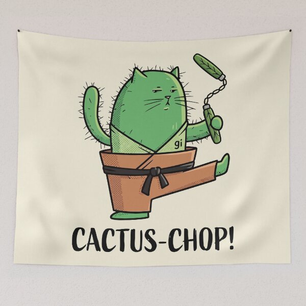 Item preview, Cactus Chop Martial Arts Cat Nunchucks Karate Succulent designed and sold by Amir Faysal.