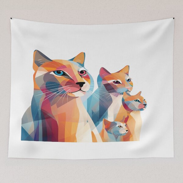 Item preview, Colorful Geometric Cat Family – Modern Abstract Feline Art designed and sold by Awarrie.