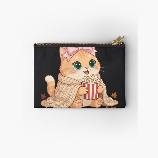 Item preview, Cute Fall Movie Night Cat Popcorn Blanket Autumn Cozy designed and sold by Moody Vibes Studio.