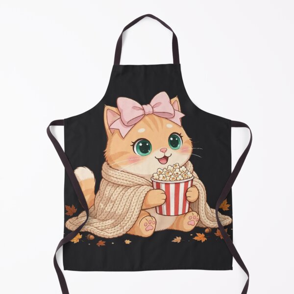 Item preview, Cute Fall Movie Night Cat Popcorn Blanket Autumn Cozy designed and sold by Moody Vibes Studio.