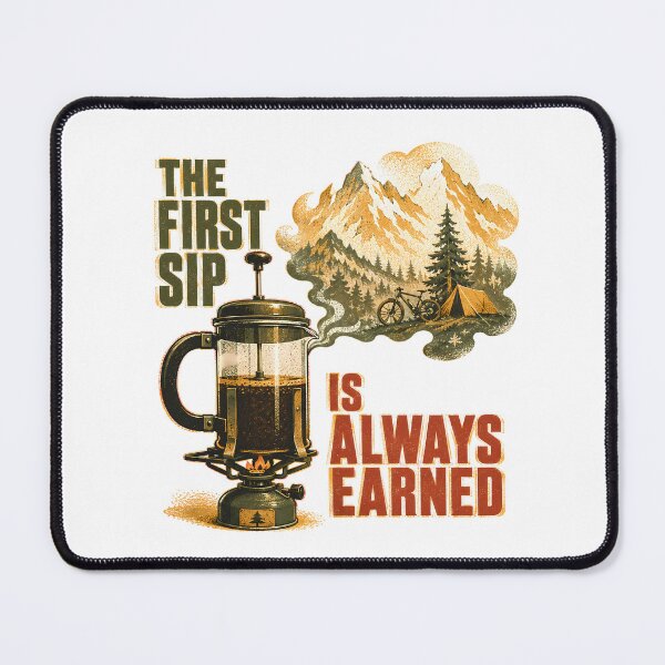 Item preview, First Sip Earned Camping Coffee Vintage Outdoor designed and sold by chattsuede.
